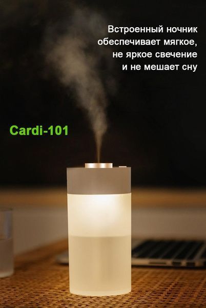 Компактний стильний зволожувач повітря Cardi-101. Портативний зволожувач повітря, нічник на акумулю Білий 10000181 фото